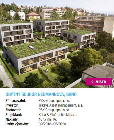 2. místo v kategorii Bytové stavby - Stavba JMK 2020